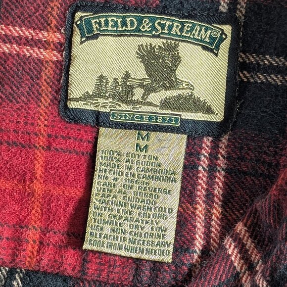Field & Stream size M thick plaid flannel 100% cotton utility shirt for men - Picture 8 of 11